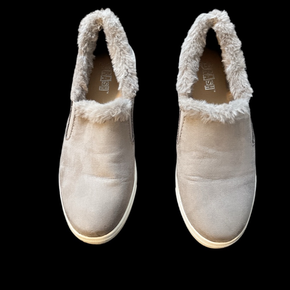 Brash Devonne Gray Fur Slip-Ons | Size 7 | Cozy Faux Fur